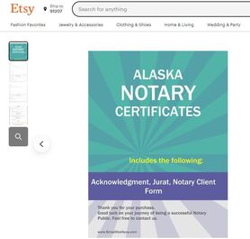 Alaska Notary Certificates Pintable's on Etsy 