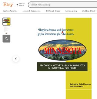 ​Become a Notary Public in Minnesota & Historical Fun Facts Ebook on Etsy
