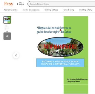 ​Become a Notary Public in New Hampshire & Historical Fun Facts Ebook on Etsy