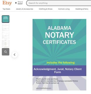Alabama Notary Certificates  ​Pintable's on Etsy 