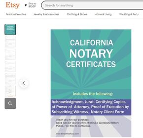 California Notary Certificates Pintable's on Etsy 