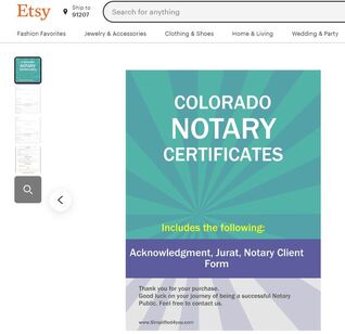 Colorado Notary Certificates Pintable's on Etsy 