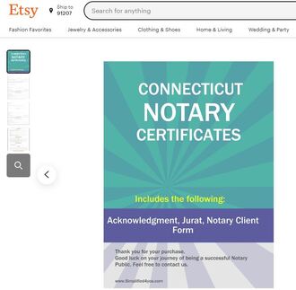 Connecticut Notary Certificates Pintable's on Etsy 