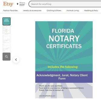 Florida Notary Certificates Pintable's on Etsy 