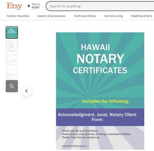 Hawaii Notary Certificates Pintable's on Etsy 