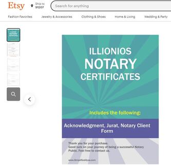 Illinois Notary Certificates  ​Pintable's on Etsy 