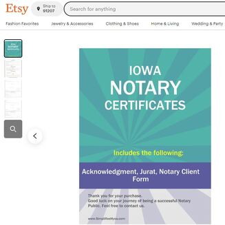 Iowa Notary Certificates  ​Pintable's on Etsy 