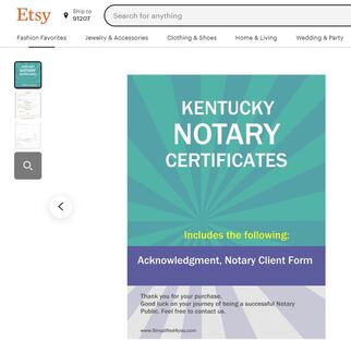 Kentucky Notary Certificates  ​Pintable's on Etsy 