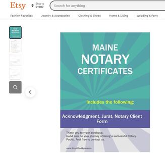 Maine Notary Certificates  ​Pintable's on Etsy 