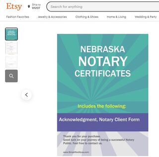 Nebraska Notary Certificates  ​Pintable's on Etsy 