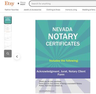 Nevada Notary Certificates  ​Pintable's on Etsy 