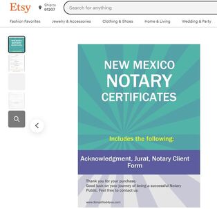 New Mexico Notary Certificates  ​Pintable's on Etsy 