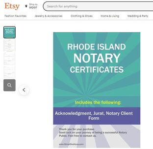 Rhode Island Notary Certificates  ​Pintable's on Etsy