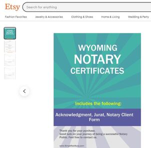 Wyoming Notary Certificates  ​Pintable's on Etsy 